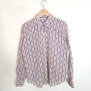 Vintage Oak Hill Striped Button-Up Shirt 80's USA Long Sleeve Women's Medium